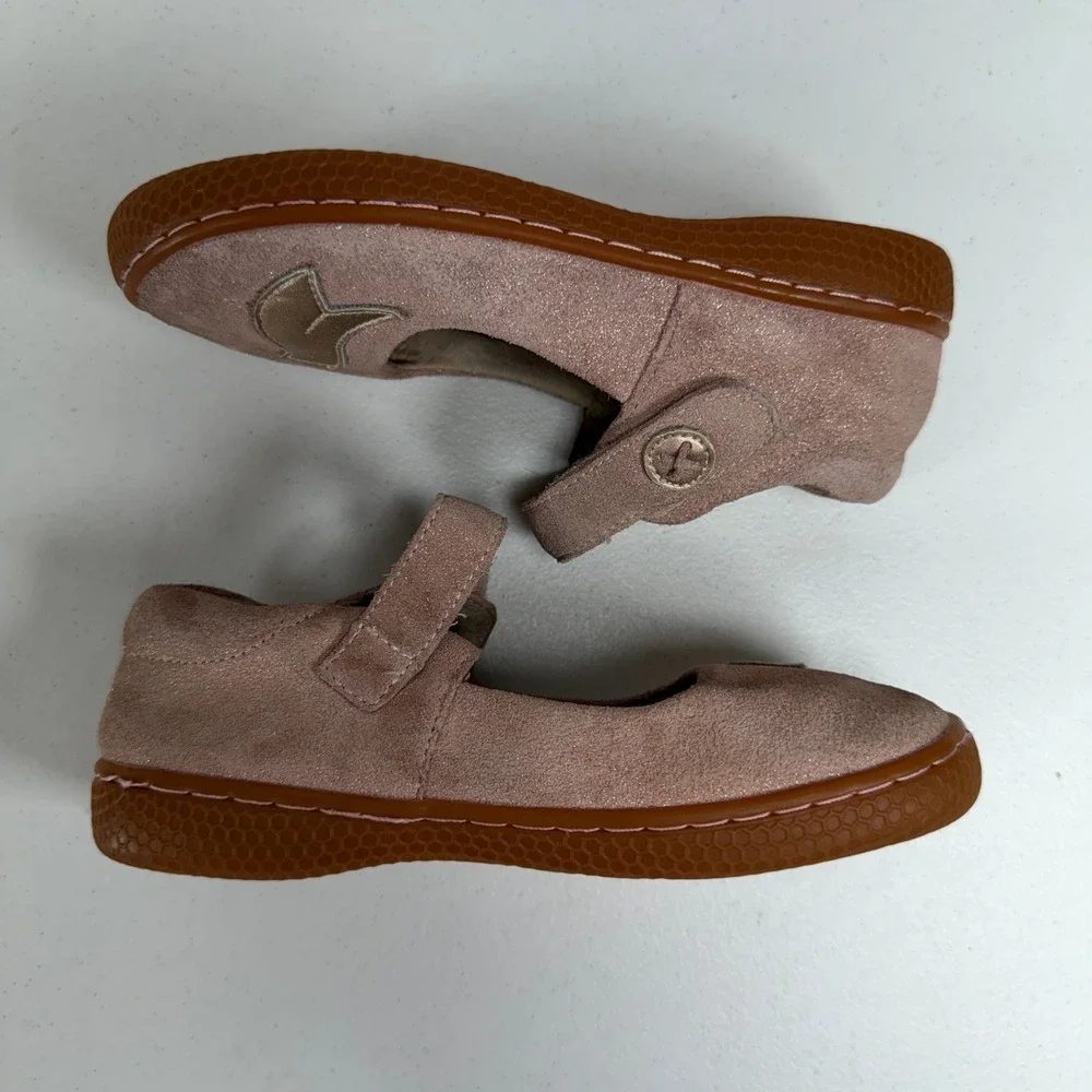 Livie & Luca 13 PIO Mary Jane Pink Suede Bird Applique Shimmer Flats Shoes